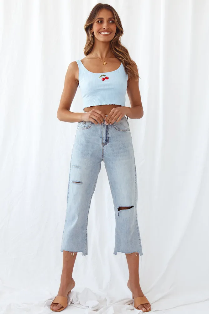 Laidback Lover Cropped Jeans Light Blue