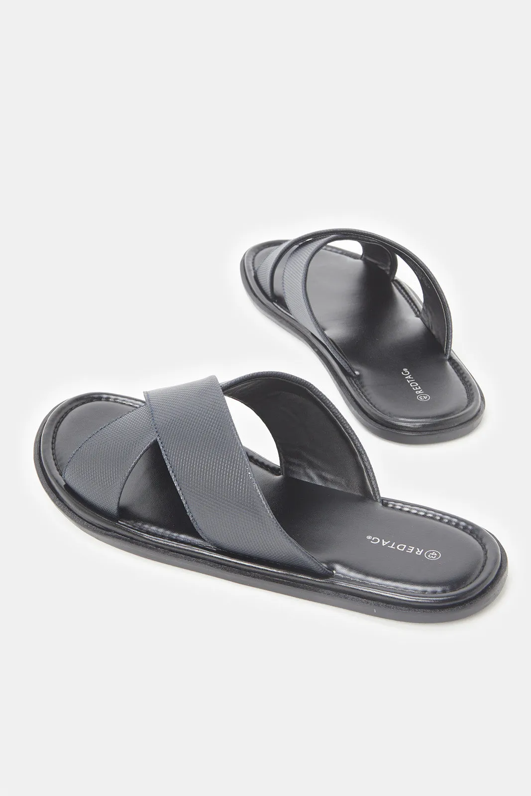 Men Navy Textured Criss Cross Sandal