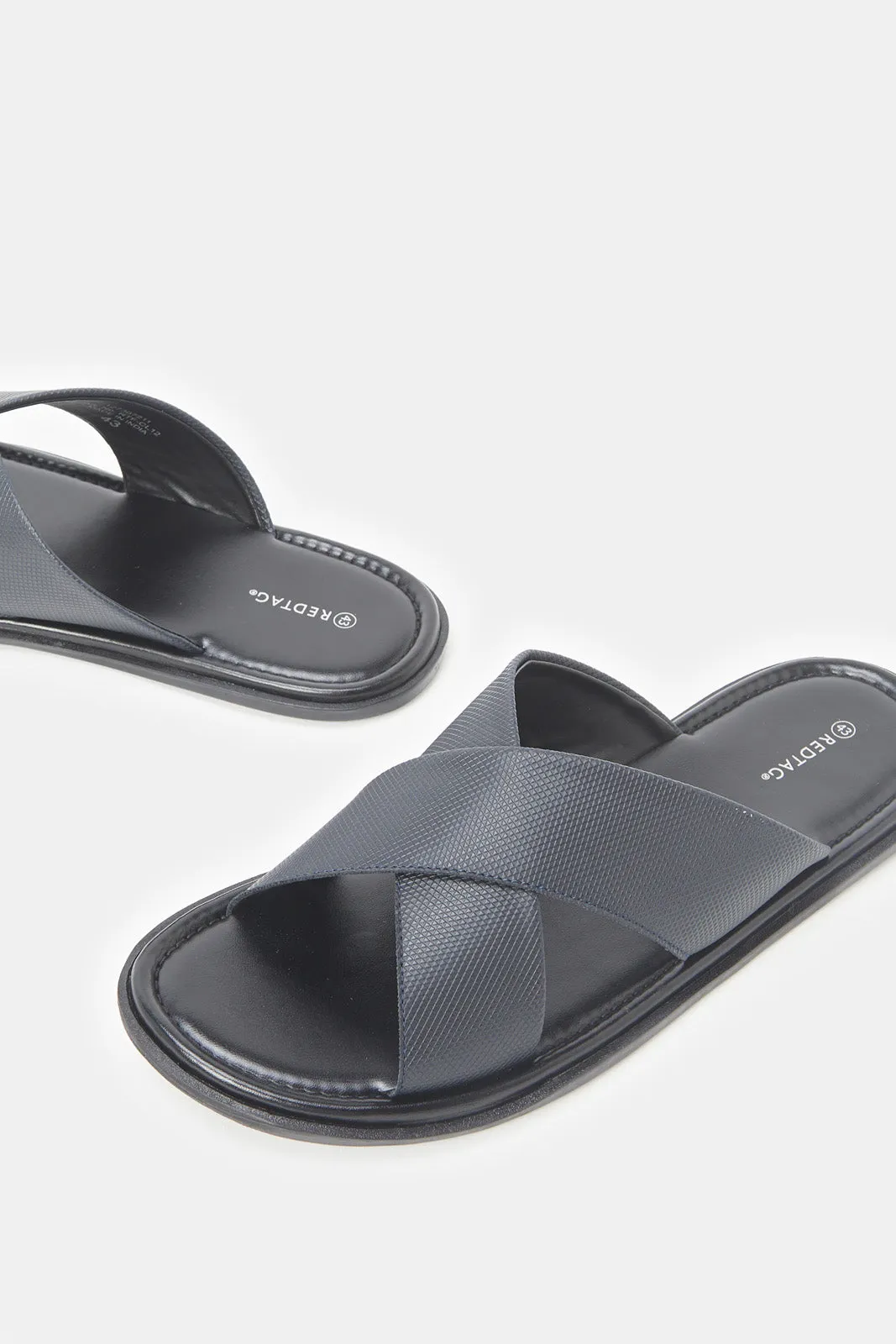 Men Navy Textured Criss Cross Sandal