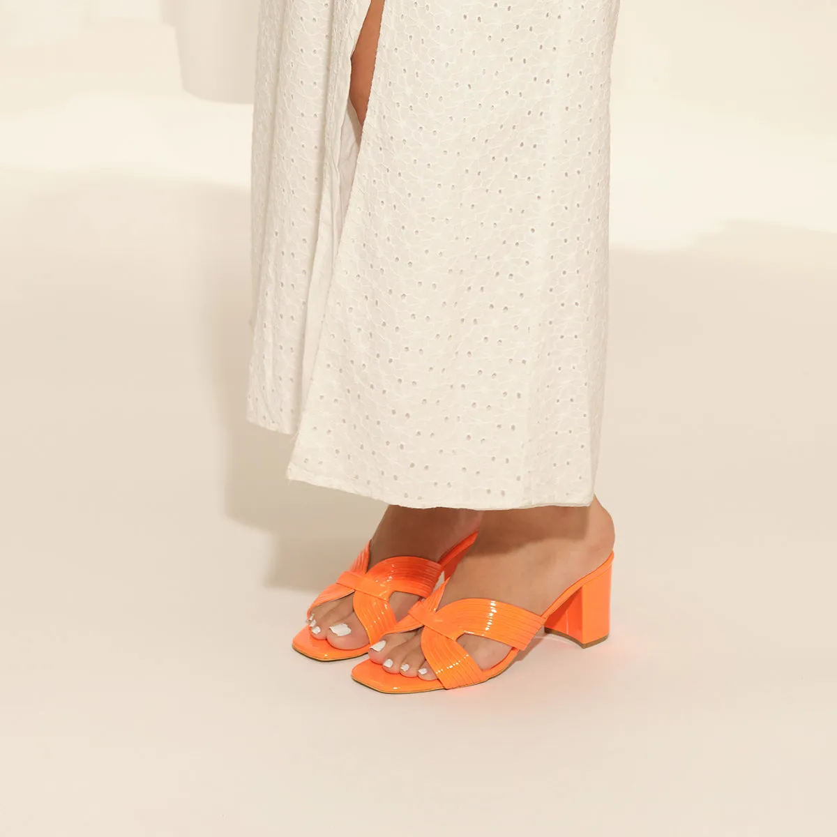Mimosa Patent Block Heels