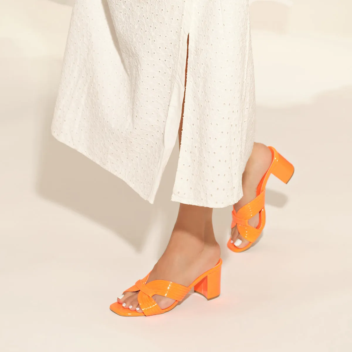 Mimosa Patent Block Heels