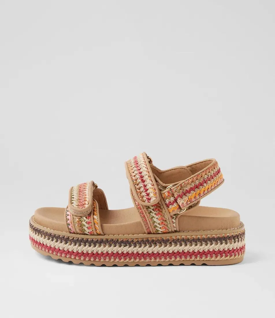 MOLLINI BRIDGETT NATURAL WOVEN LEATHER SANDALS