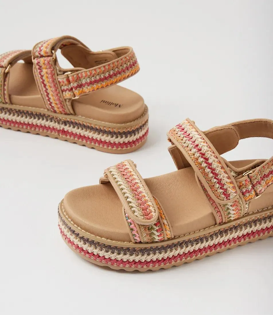 MOLLINI BRIDGETT NATURAL WOVEN LEATHER SANDALS