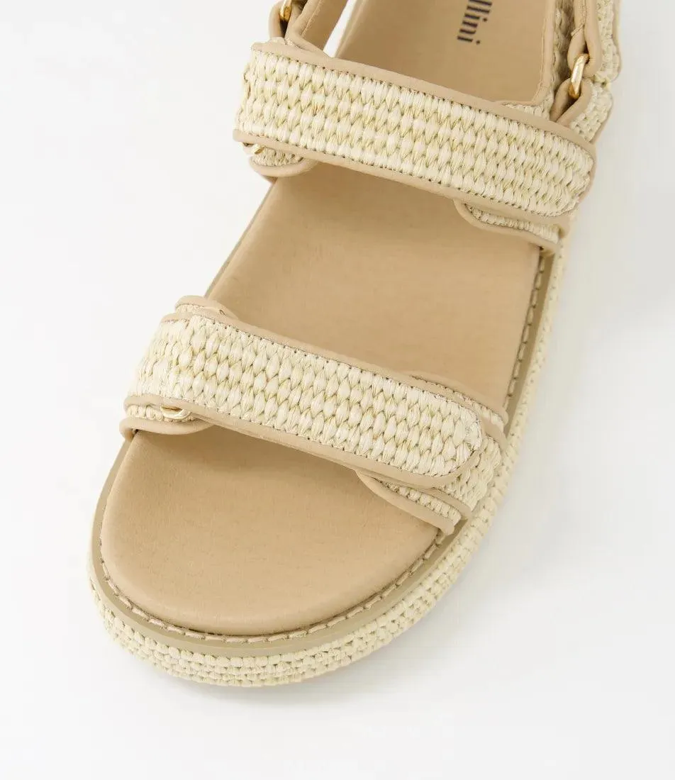 MOLLINI BRIDGETT NATURAL WOVEN LEATHER SANDALS