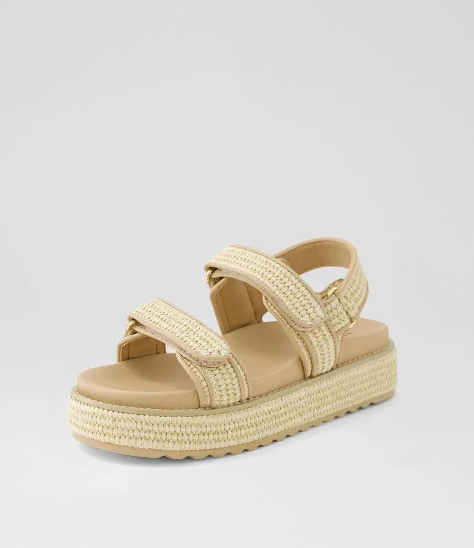 MOLLINI BRIDGETT NATURAL WOVEN LEATHER SANDALS