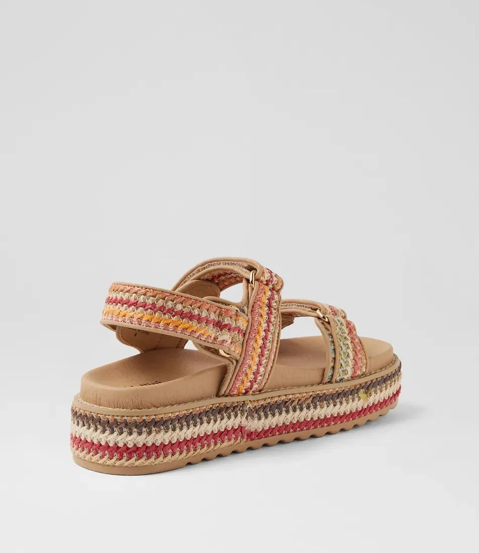 MOLLINI BRIDGETT NATURAL WOVEN LEATHER SANDALS