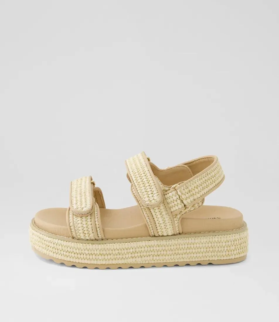 MOLLINI BRIDGETT NATURAL WOVEN LEATHER SANDALS
