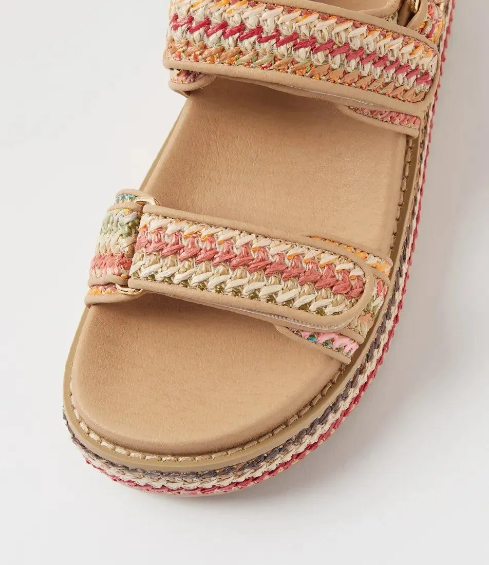 MOLLINI BRIDGETT NATURAL WOVEN LEATHER SANDALS