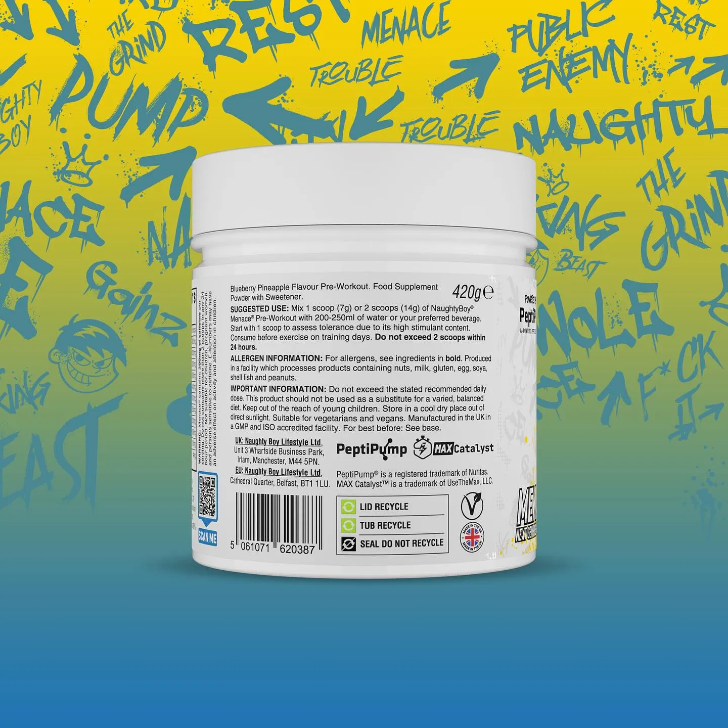 Naughty Boy Menace V2 420g | AI-Powered Peptides for Ultimate Pumps & Performance
