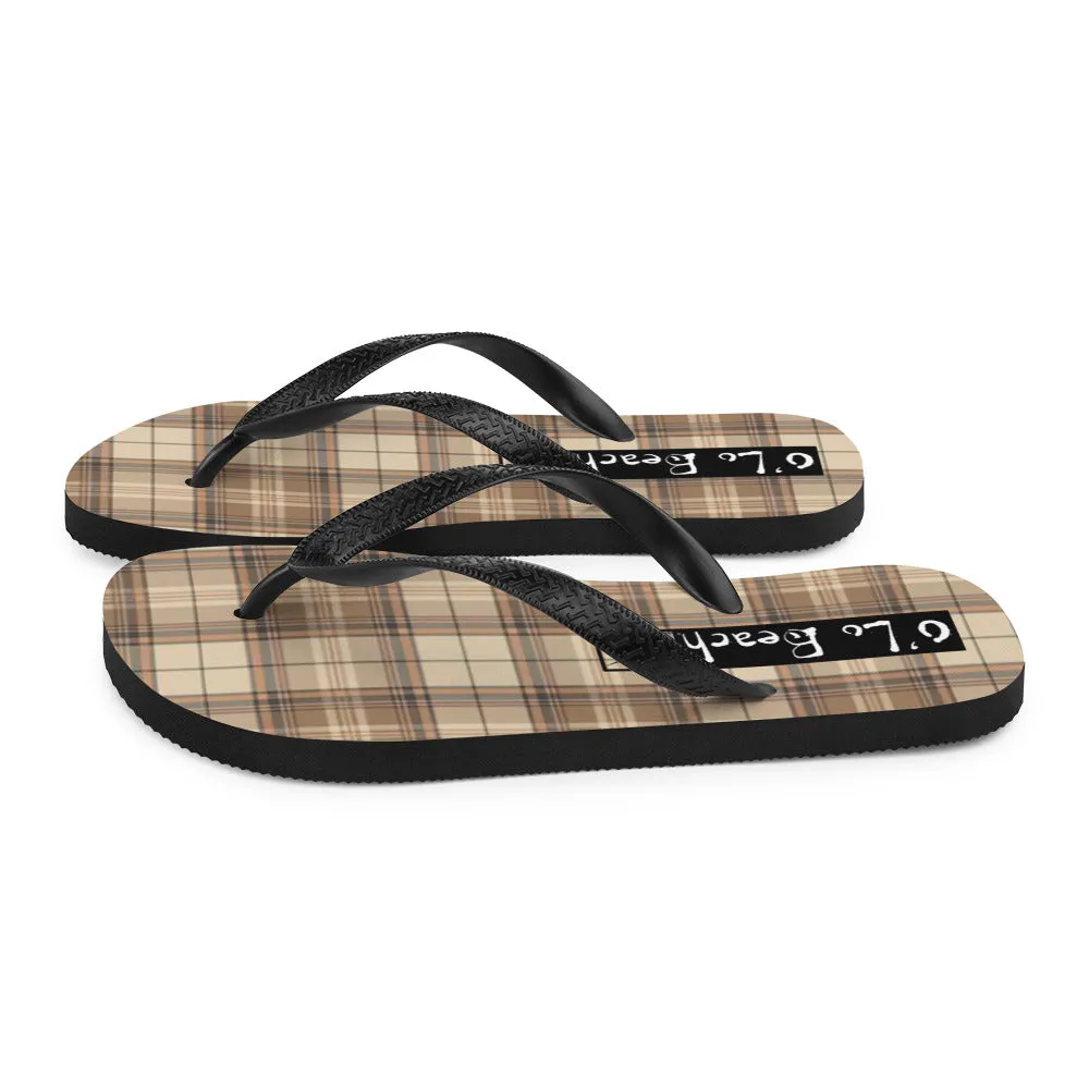 O'Lo Brown Plaid Flip-Flops