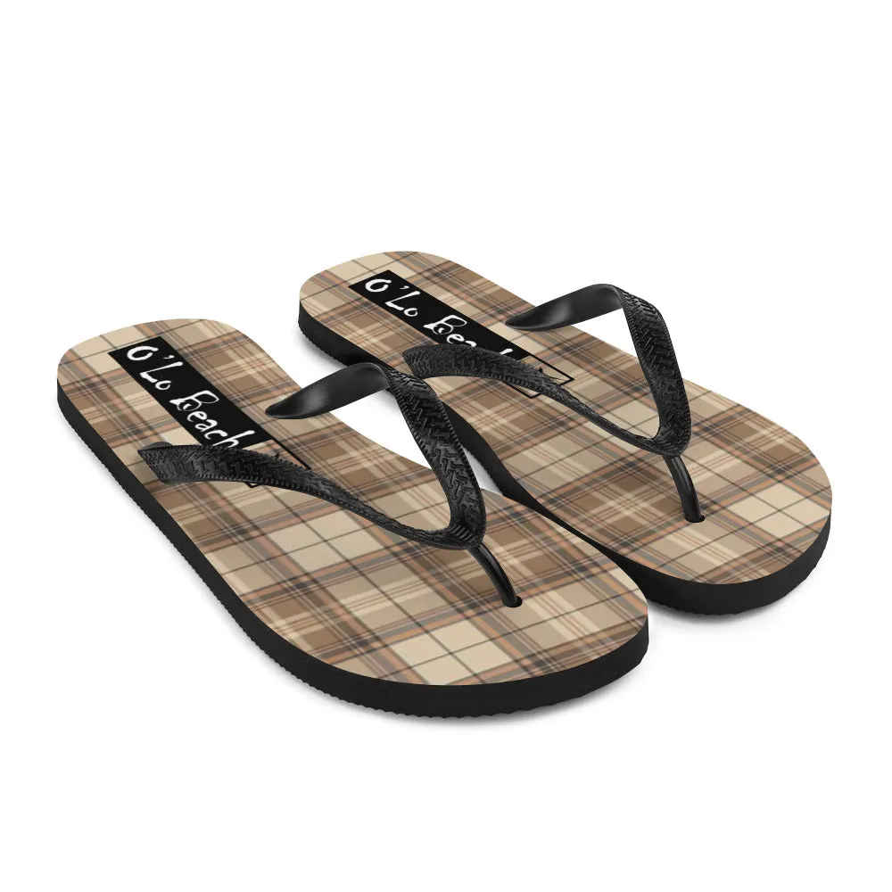 O'Lo Brown Plaid Flip-Flops