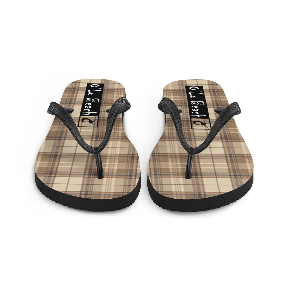 O'Lo Brown Plaid Flip-Flops
