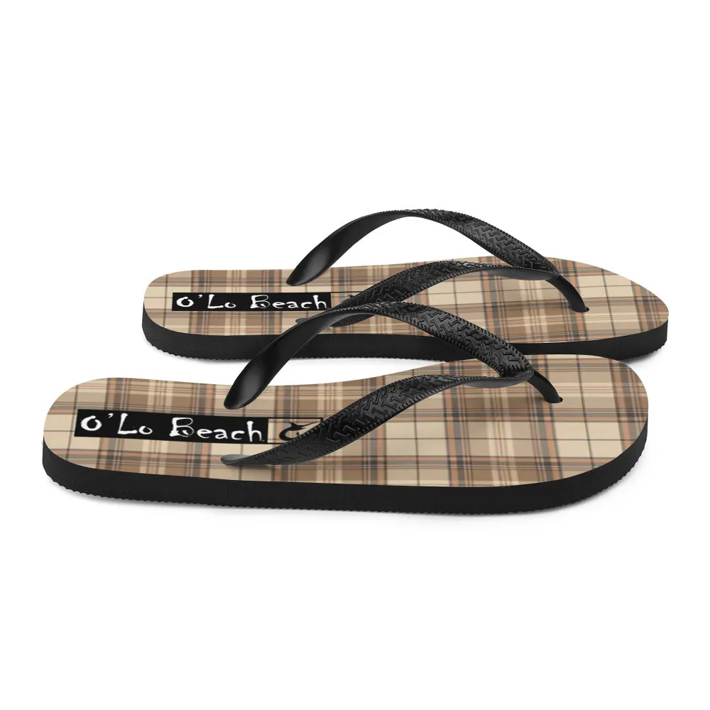 O'Lo Brown Plaid Flip-Flops