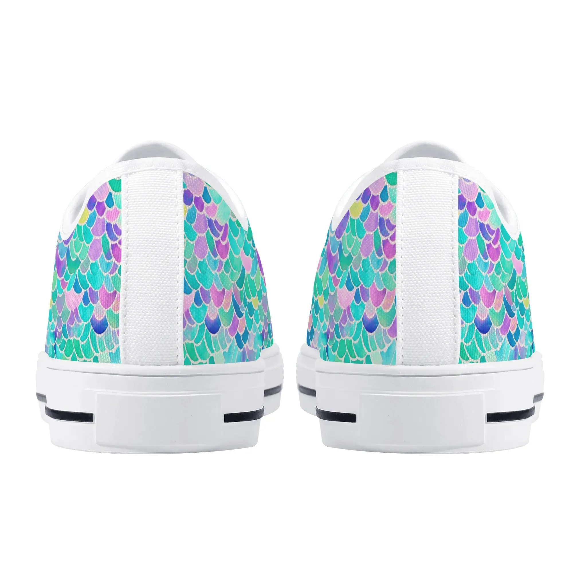 Pastel Seas: Mermaid Tail in Enchanting Pastel Hues Womens Low Top Canvas Sneakers US5.5 - US12