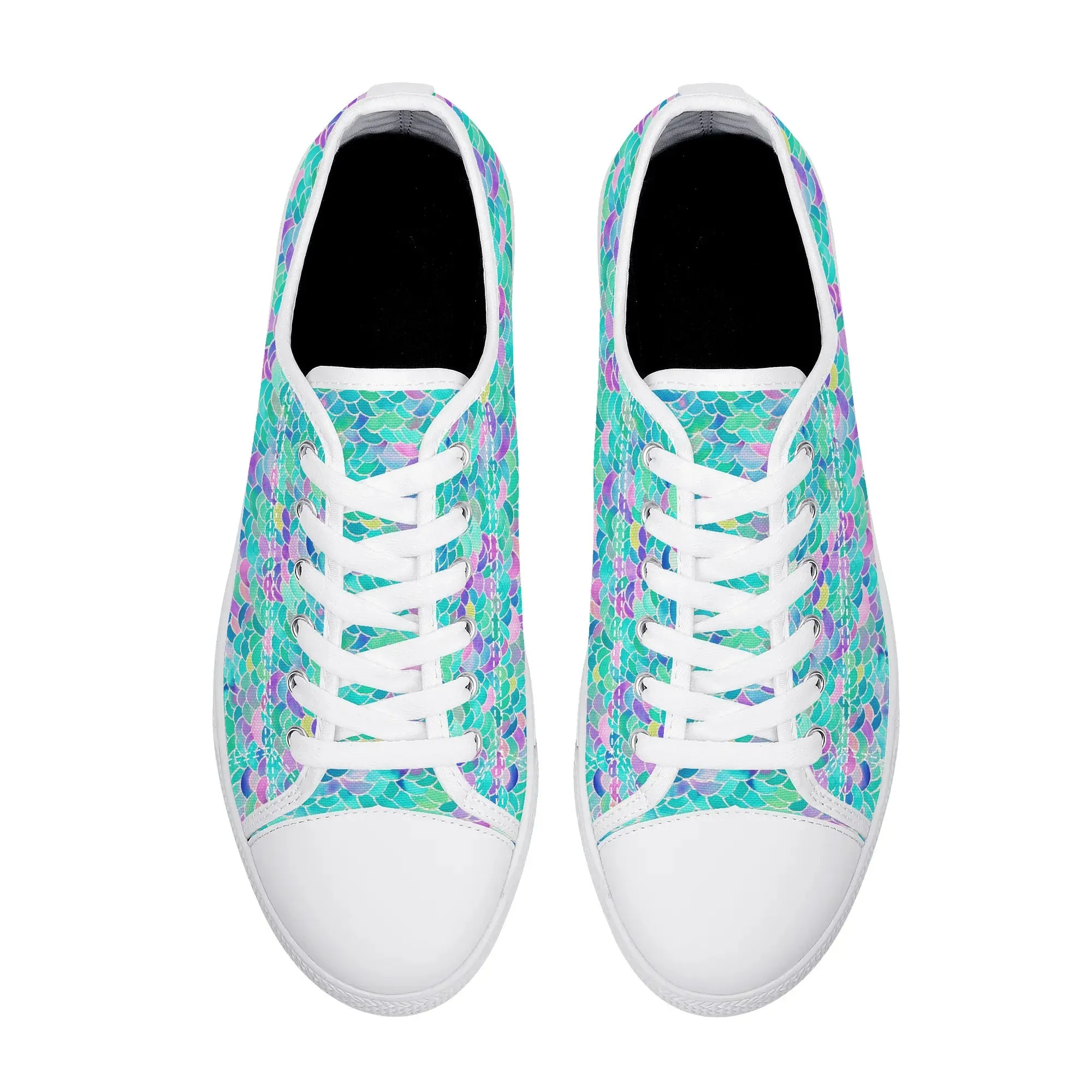 Pastel Seas: Mermaid Tail in Enchanting Pastel Hues Womens Low Top Canvas Sneakers US5.5 - US12