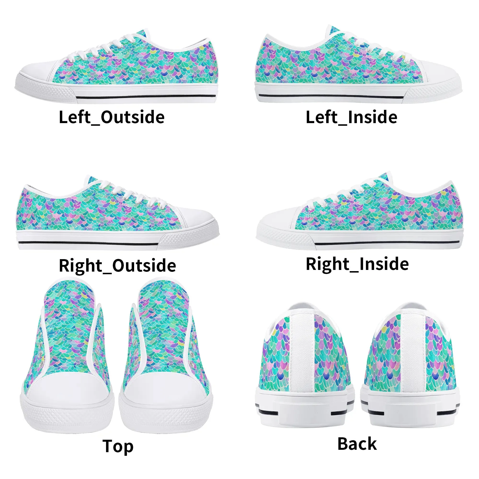 Pastel Seas: Mermaid Tail in Enchanting Pastel Hues Womens Low Top Canvas Sneakers US5.5 - US12