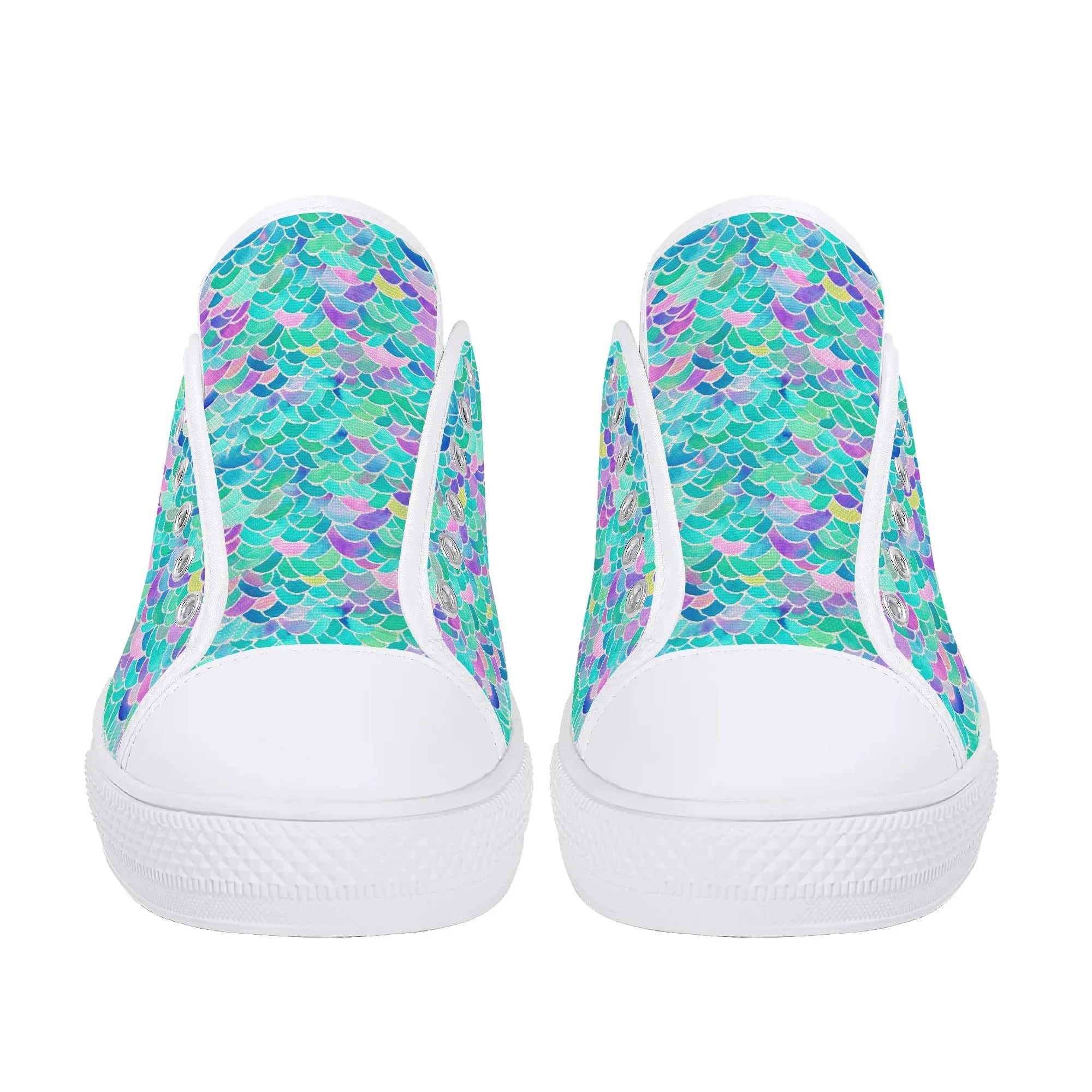 Pastel Seas: Mermaid Tail in Enchanting Pastel Hues Womens Low Top Canvas Sneakers US5.5 - US12