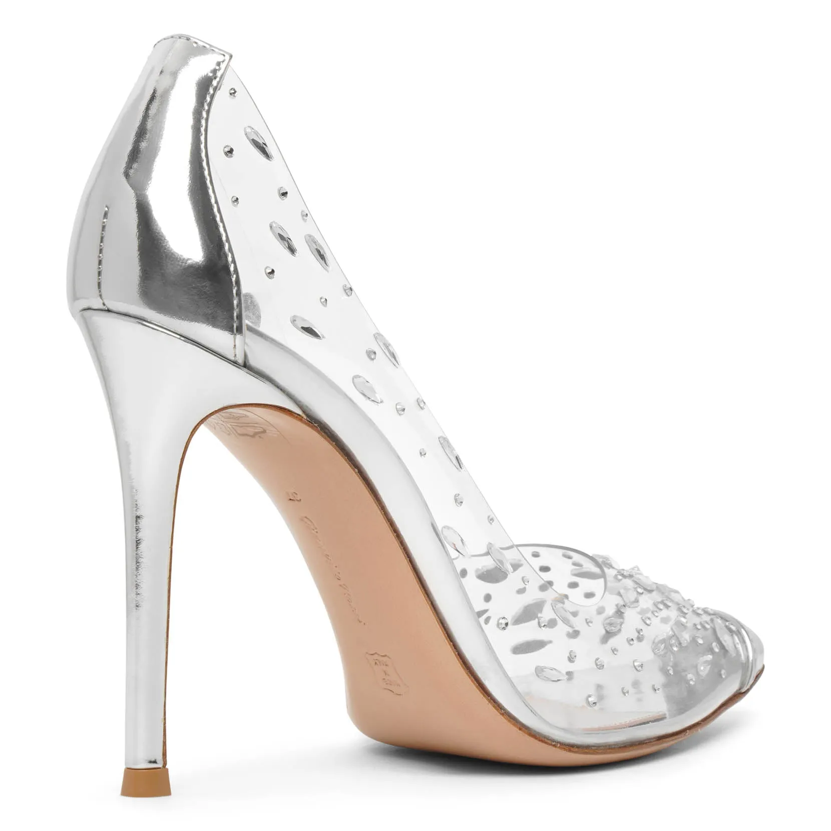 Plexi silver crystal pumps