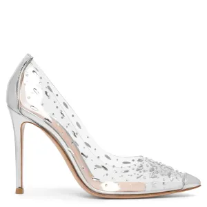 Plexi silver crystal pumps