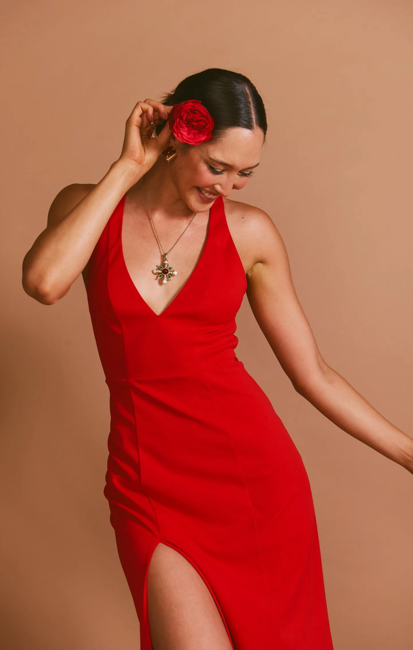 Rachel Maxi Dress ~ Red Stretch