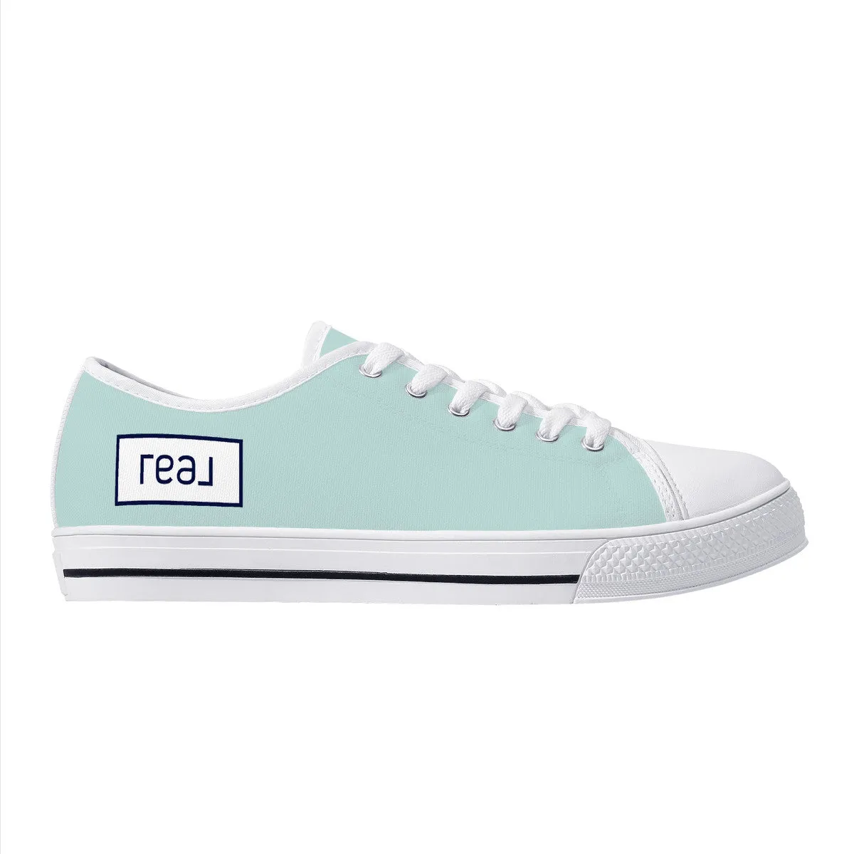 Real White Logo on Aqua Background Canvas Sneakers