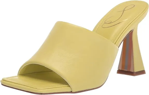 Sam Edelman Carmen Kiwi Spool Heeled Open Squared Toe Slip On Heeled Sandals