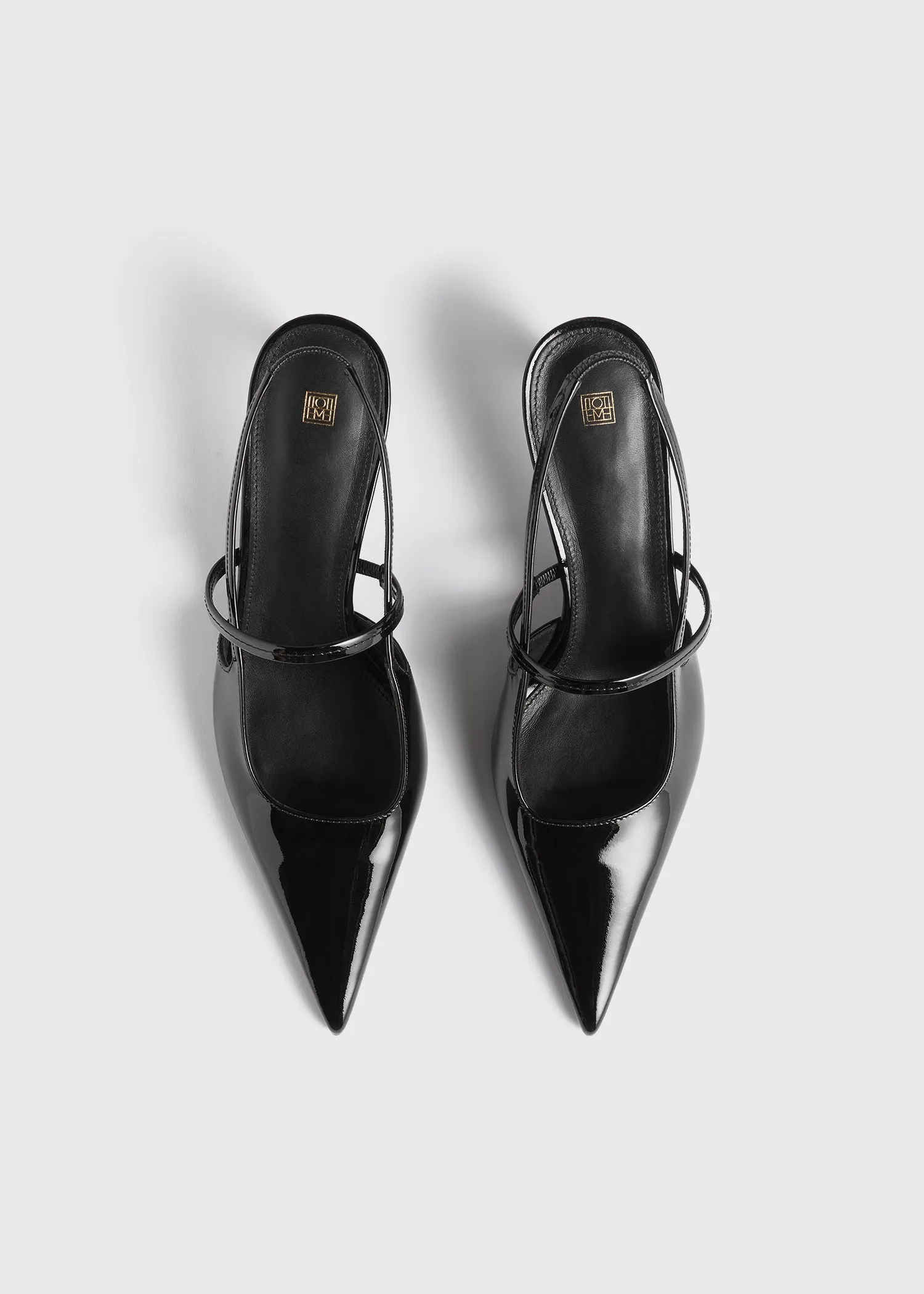 Sharp patent slingbacks black