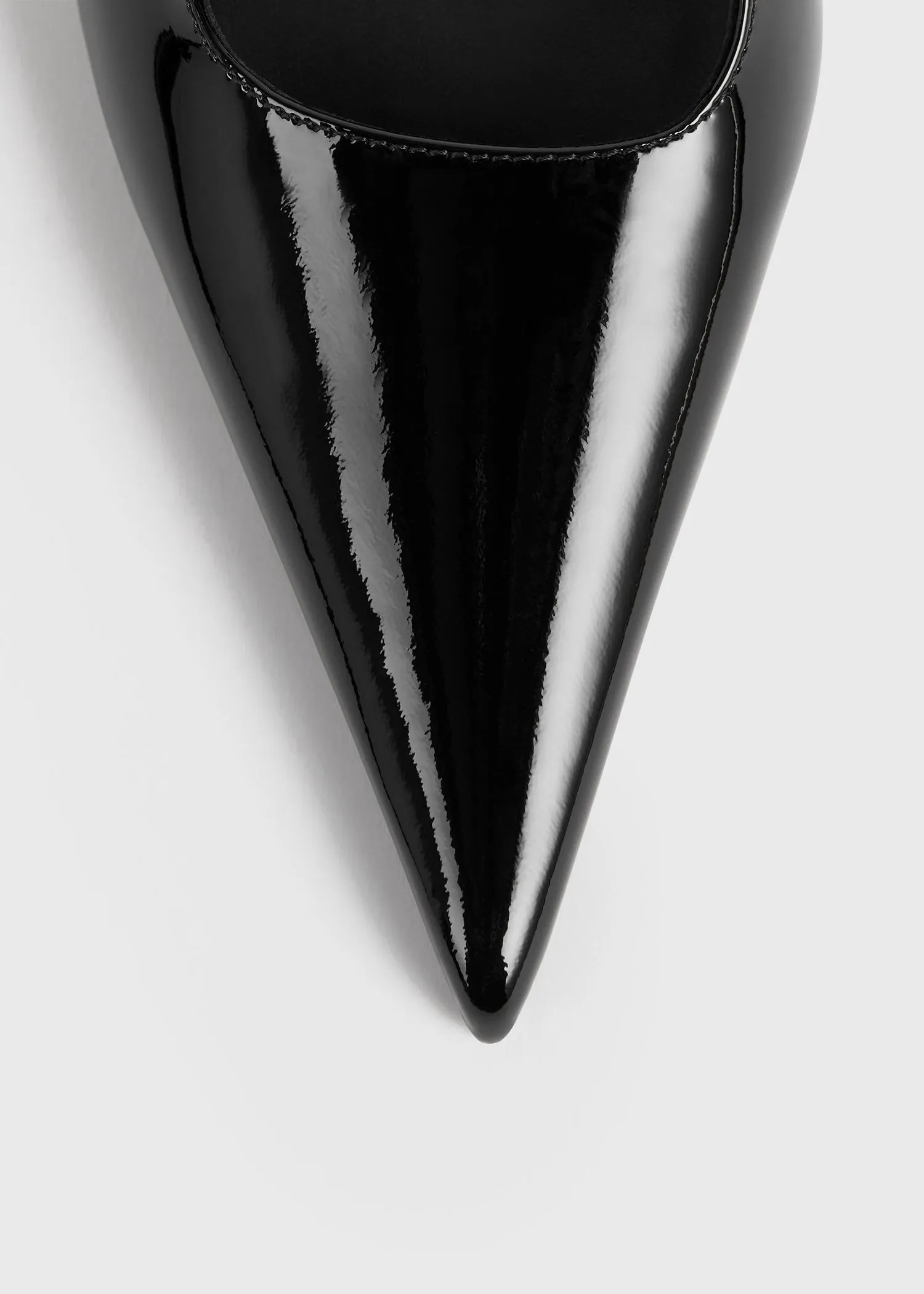 Sharp patent slingbacks black