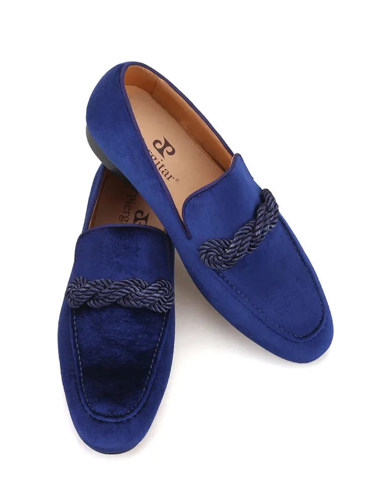 Spring and autumn men's high-end velvet loafers European and American party wedding banquet smoking shoes classic loafers