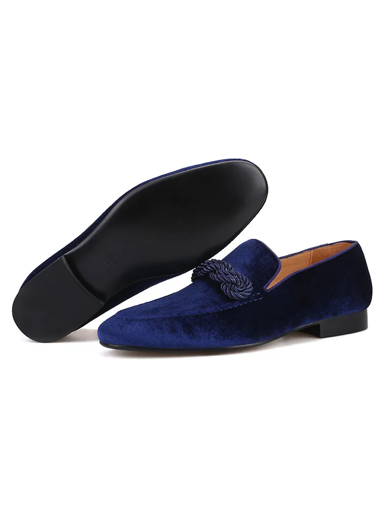 Spring and autumn men's high-end velvet loafers European and American party wedding banquet smoking shoes classic loafers