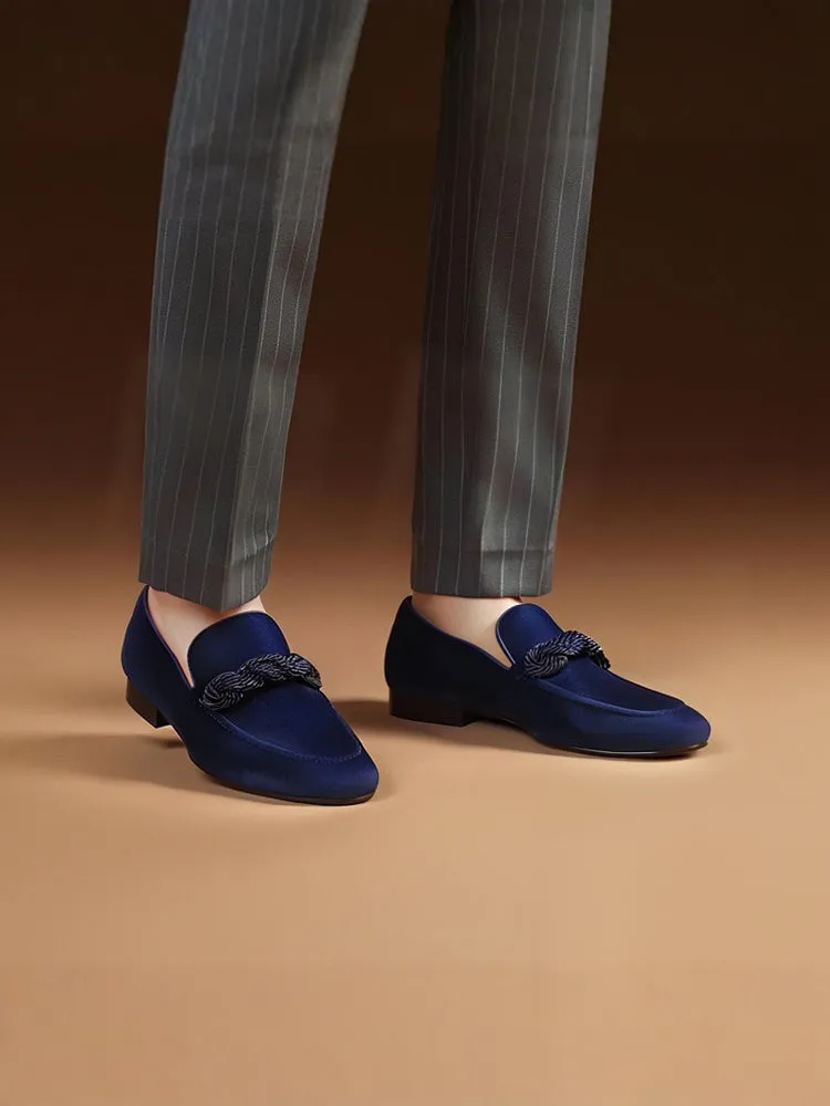 Spring and autumn men's high-end velvet loafers European and American party wedding banquet smoking shoes classic loafers