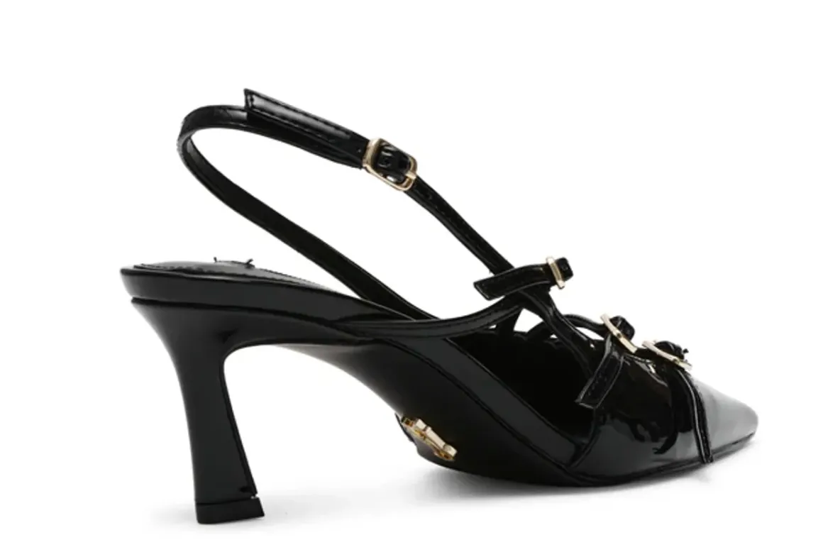 Steve Madden Liana sort slingback med 3 spenner og hel