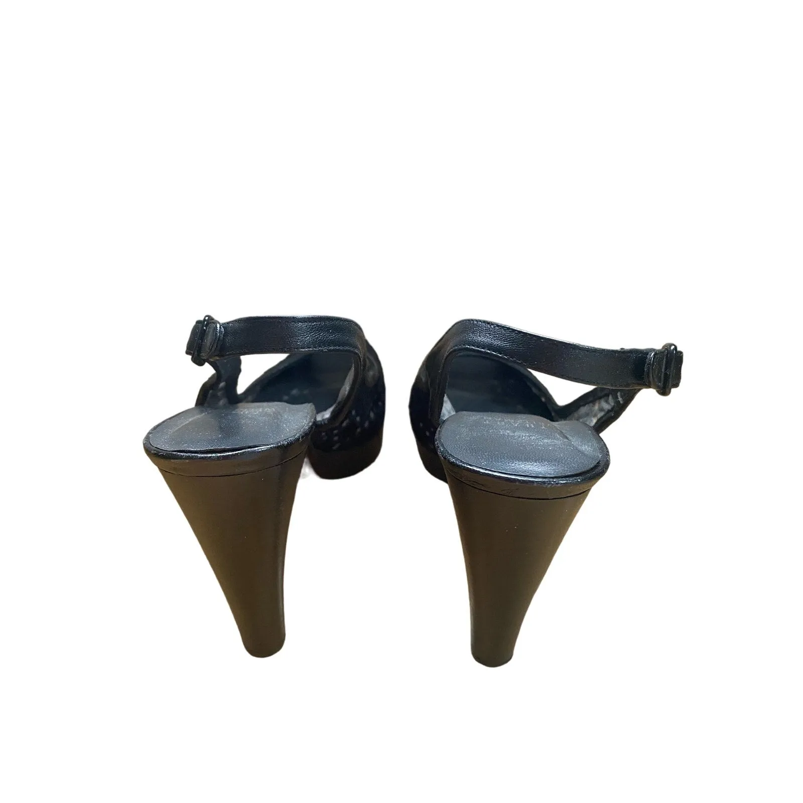 Stuart Weitzman Black Lace Peep Toe Heels Size 8