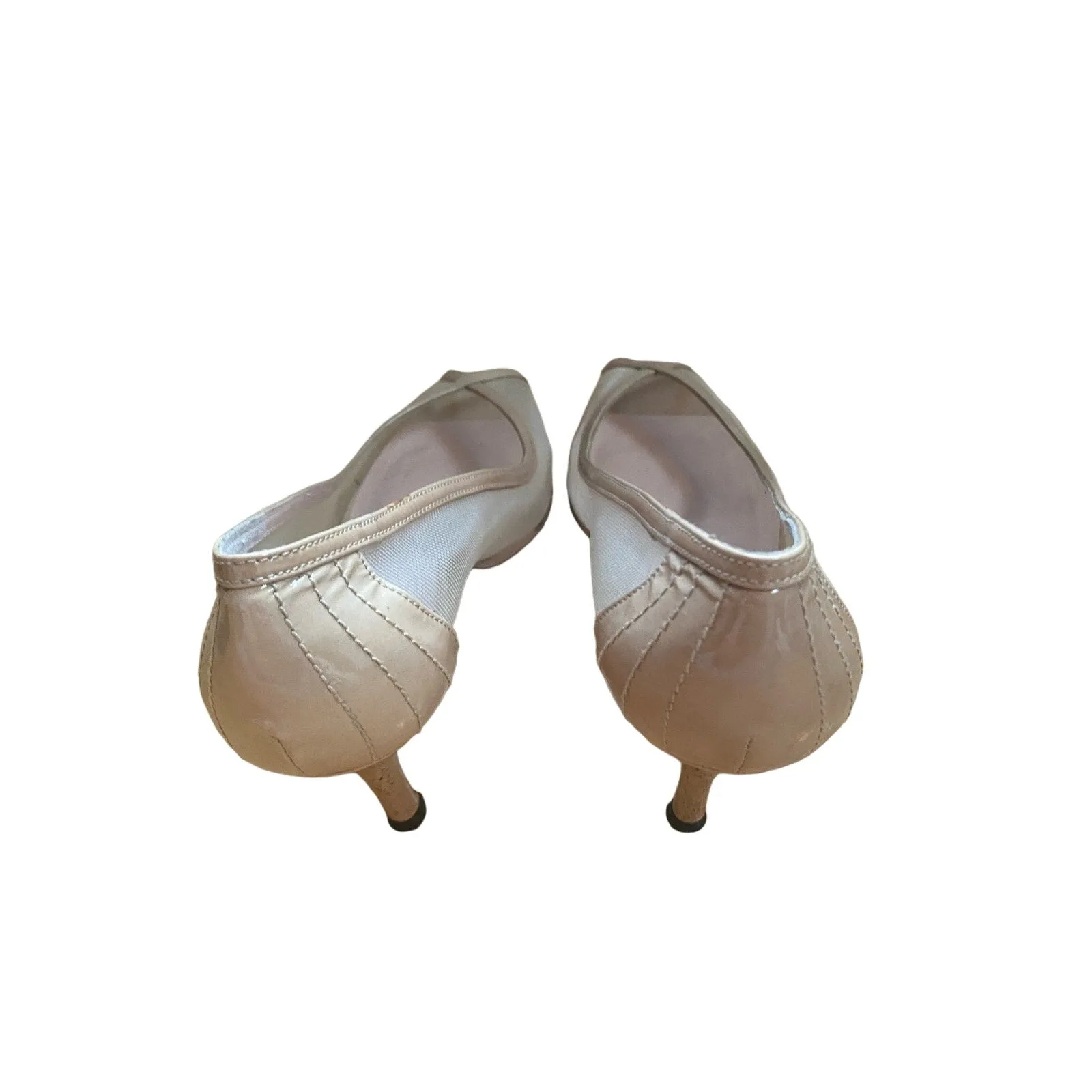 Stuart Weitzman Nude Mesh Peep Toe Heels Size 6