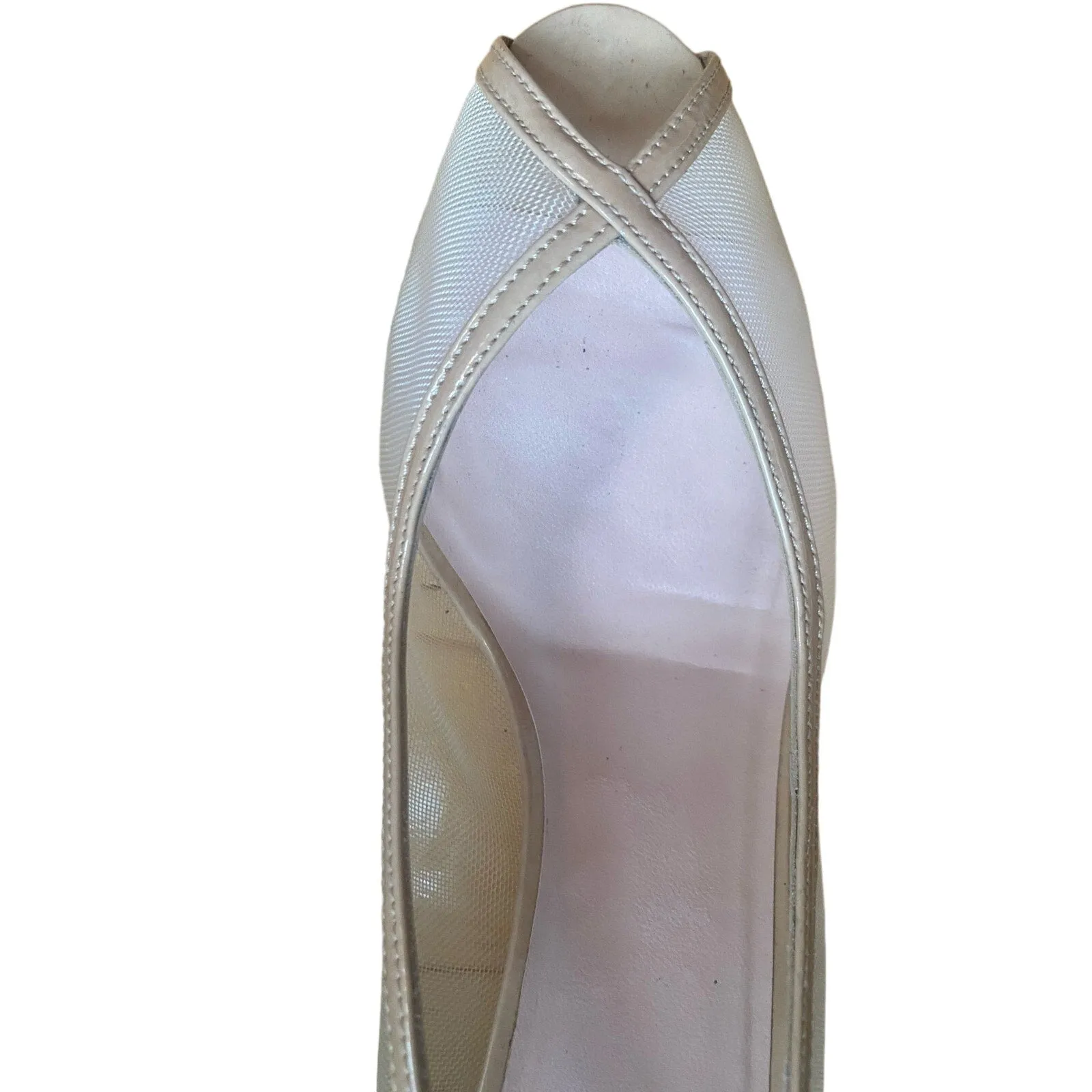 Stuart Weitzman Nude Mesh Peep Toe Heels Size 6