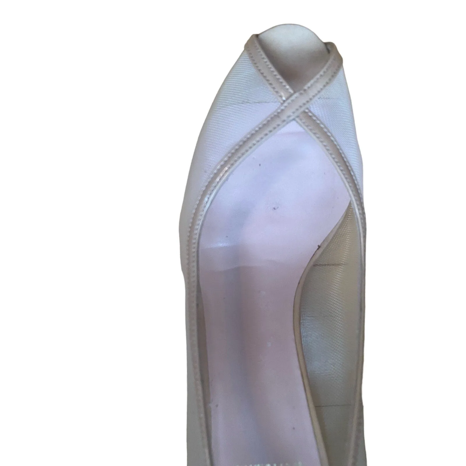 Stuart Weitzman Nude Mesh Peep Toe Heels Size 6