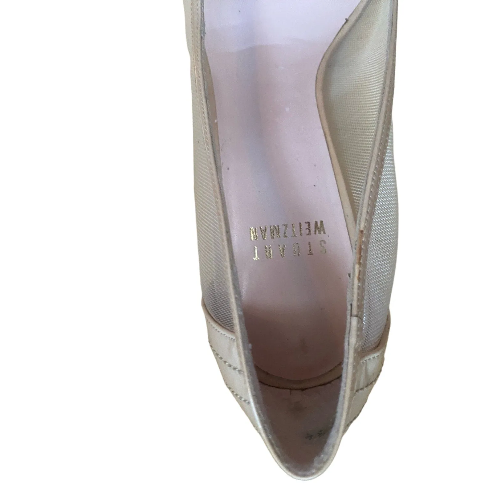 Stuart Weitzman Nude Mesh Peep Toe Heels Size 6
