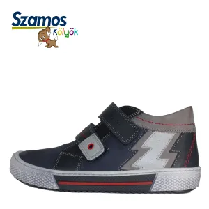 Szamos kid boy sneakers blue with white lightning decor big kid size