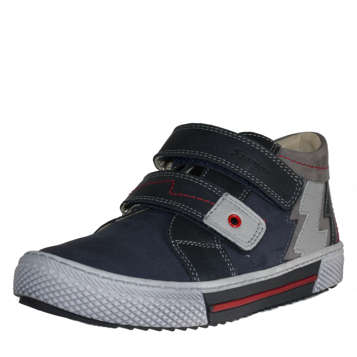 Szamos kid boy sneakers blue with white lightning decor big kid size
