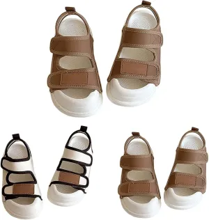 Toddler Leather Foam Sandals Non Slip Open Toe 2 Strap Barefoot Sandals Baby Unisex Summer Casual Beach Water Shoes