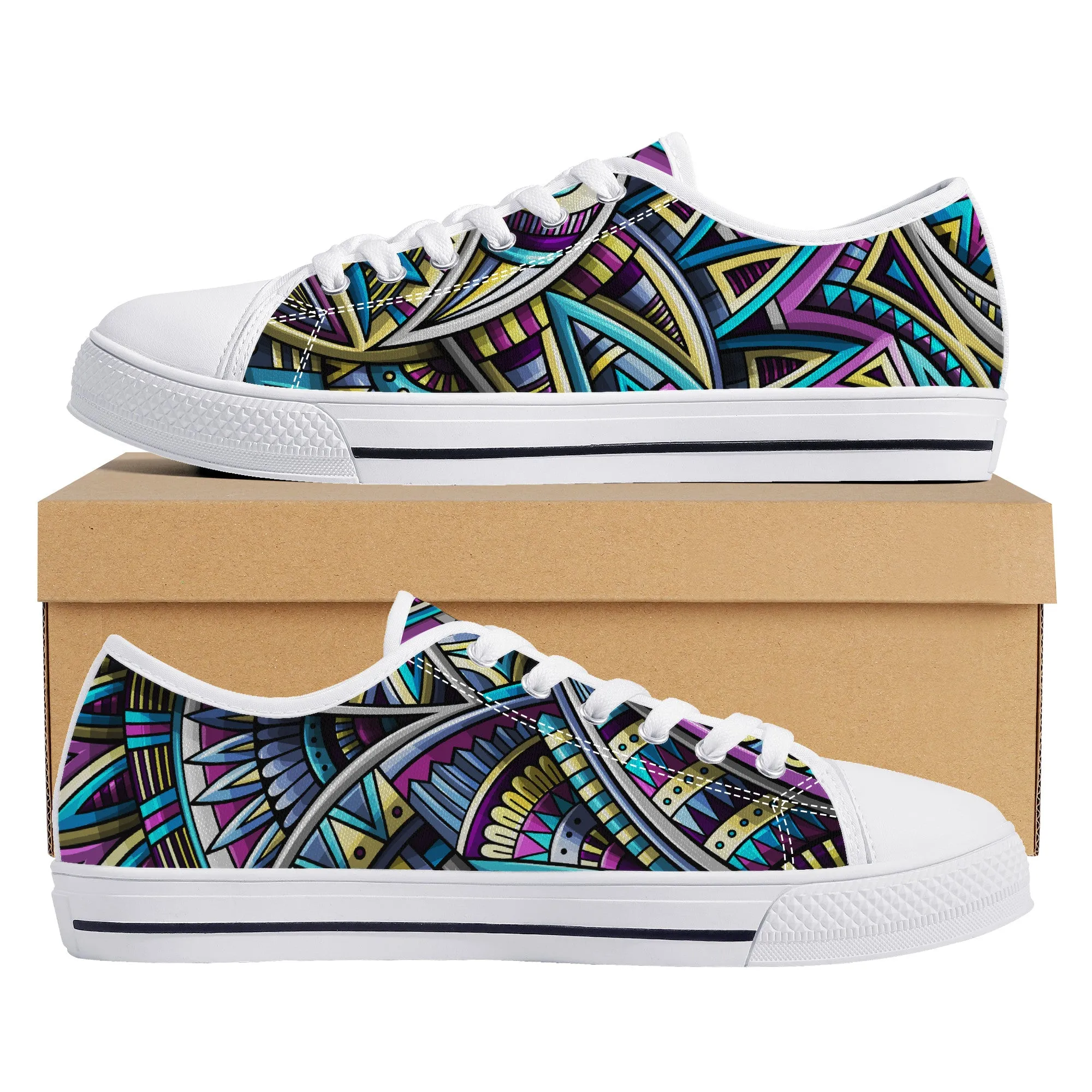 Tribal Colorful Abstract Canvas Sneakers