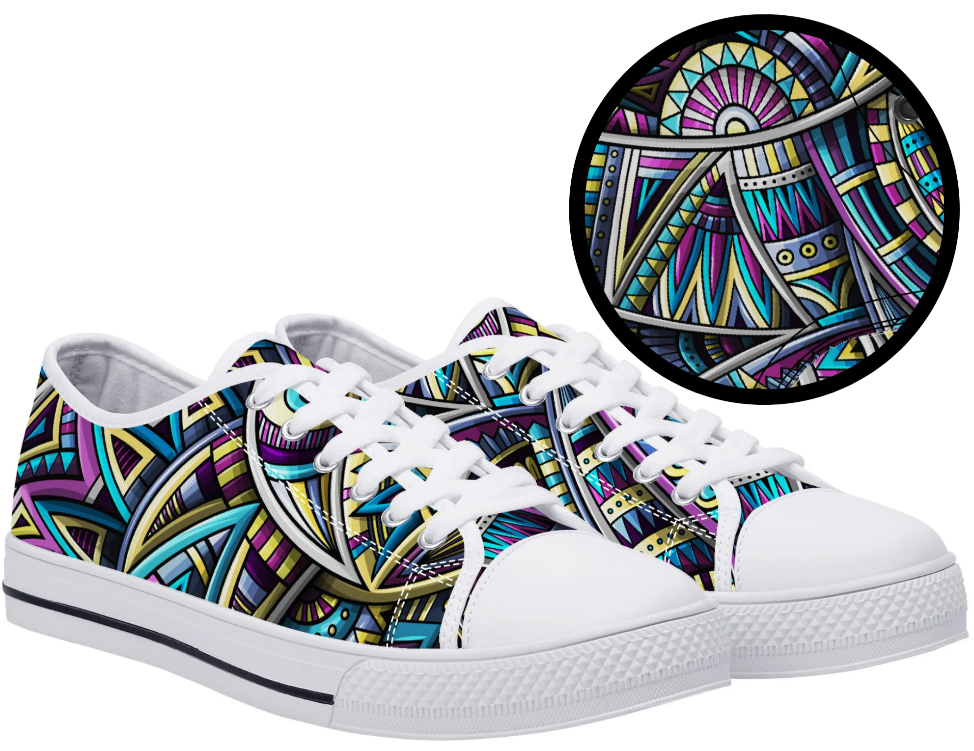 Tribal Colorful Abstract Canvas Sneakers