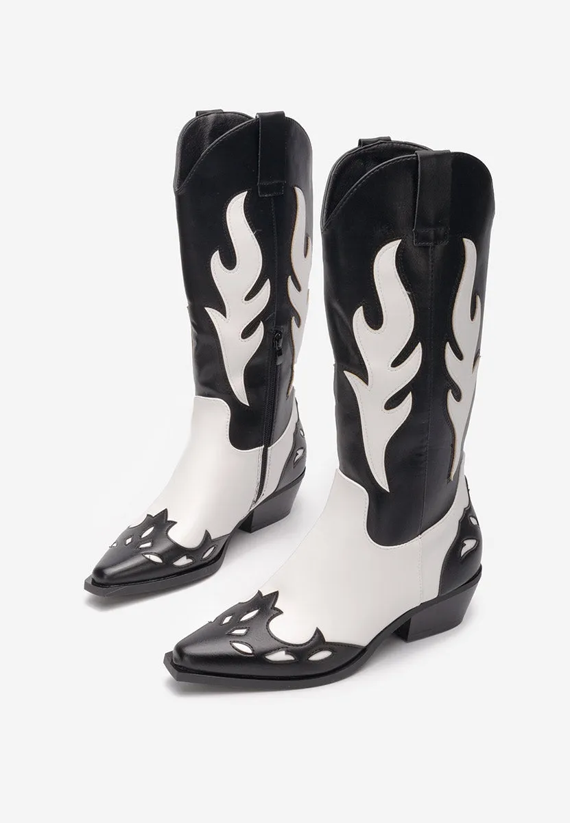 Two-Tone Cowboy Boots -Black