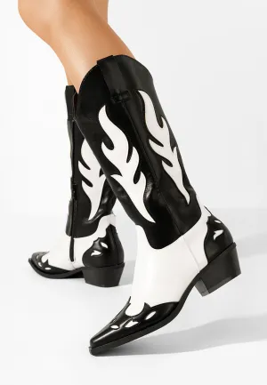 Two-Tone Cowboy Boots -Black