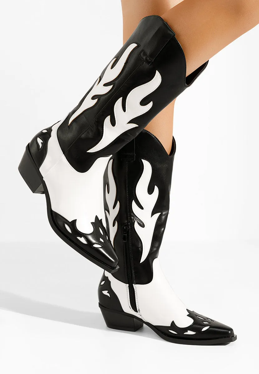 Two-Tone Cowboy Boots -Black
