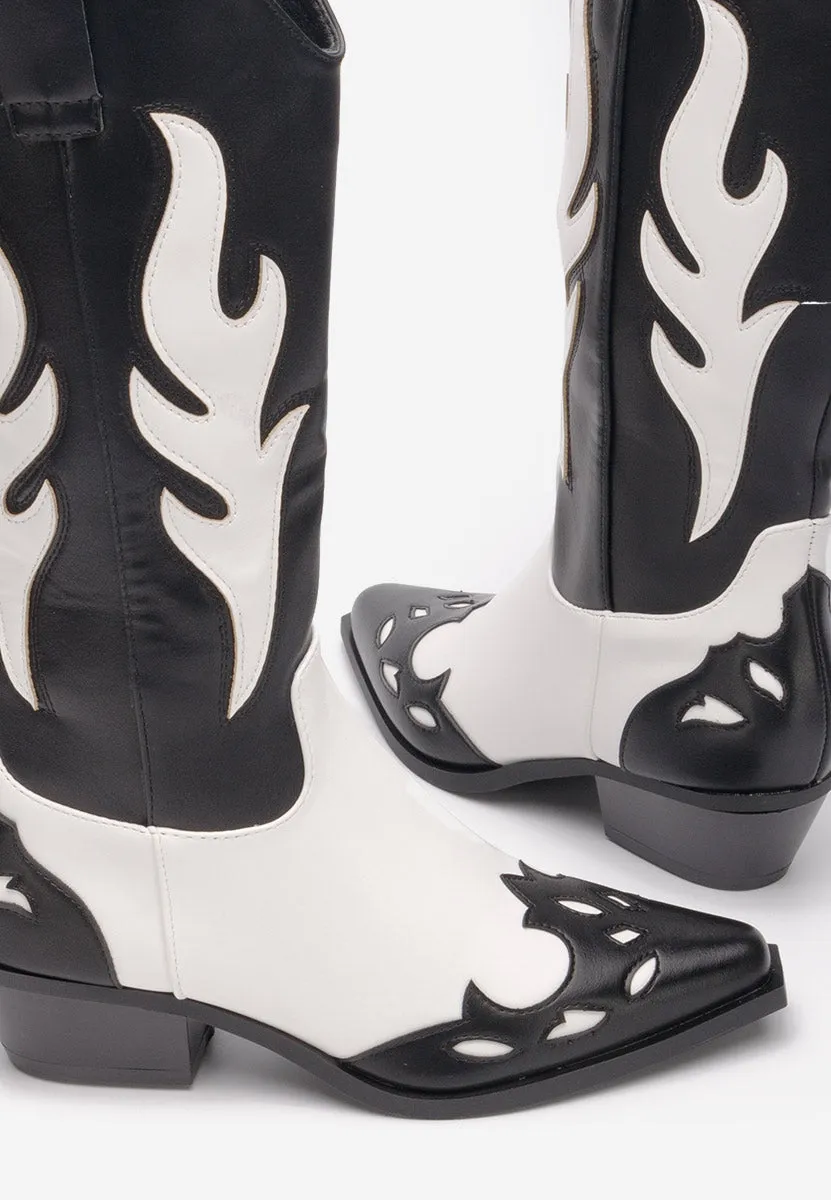 Two-Tone Cowboy Boots -Black