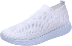 Women's Fashion Sneaker Mesh Slip On Black Non Slip Shoes for Women Comfortable Women's Walking Shoes with Arch Support Flat Loafers Safety Toe Sneakers Men