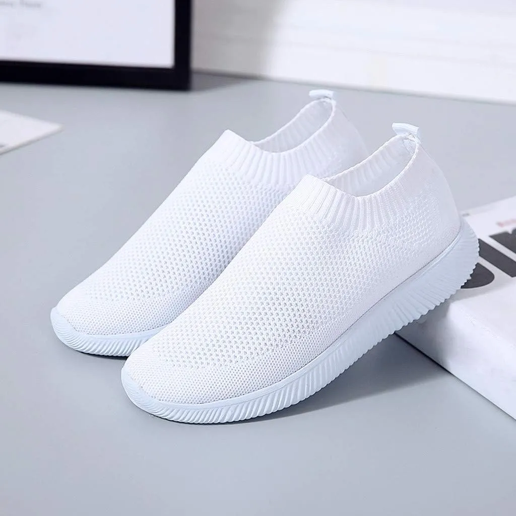 Women's Fashion Sneaker Mesh Slip On Black Non Slip Shoes for Women Comfortable Women's Walking Shoes with Arch Support Flat Loafers Safety Toe Sneakers Men