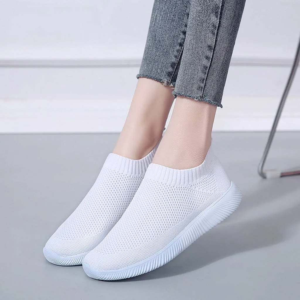 Women's Fashion Sneaker Mesh Slip On Black Non Slip Shoes for Women Comfortable Women's Walking Shoes with Arch Support Flat Loafers Safety Toe Sneakers Men