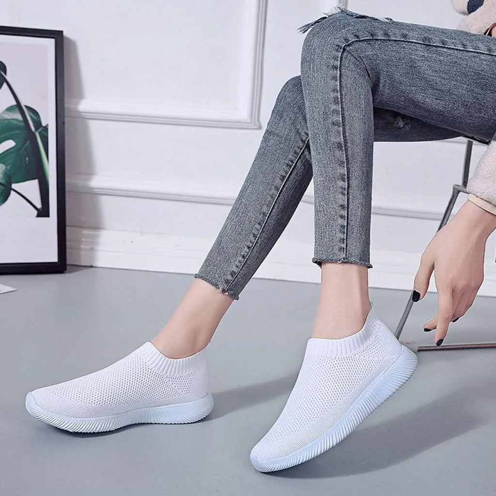 Women's Fashion Sneaker Mesh Slip On Black Non Slip Shoes for Women Comfortable Women's Walking Shoes with Arch Support Flat Loafers Safety Toe Sneakers Men